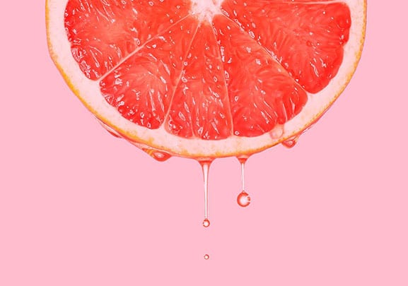 Reife tropfende Grapefruit